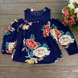 Girls long sleeve off the shoulder floral blouse
